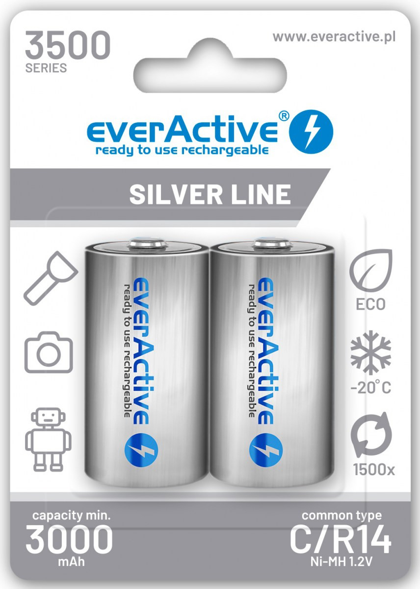 Akumulatorki C R14 Ni-MH everActive 3500 mAh Silver Line (box 2 szt.)