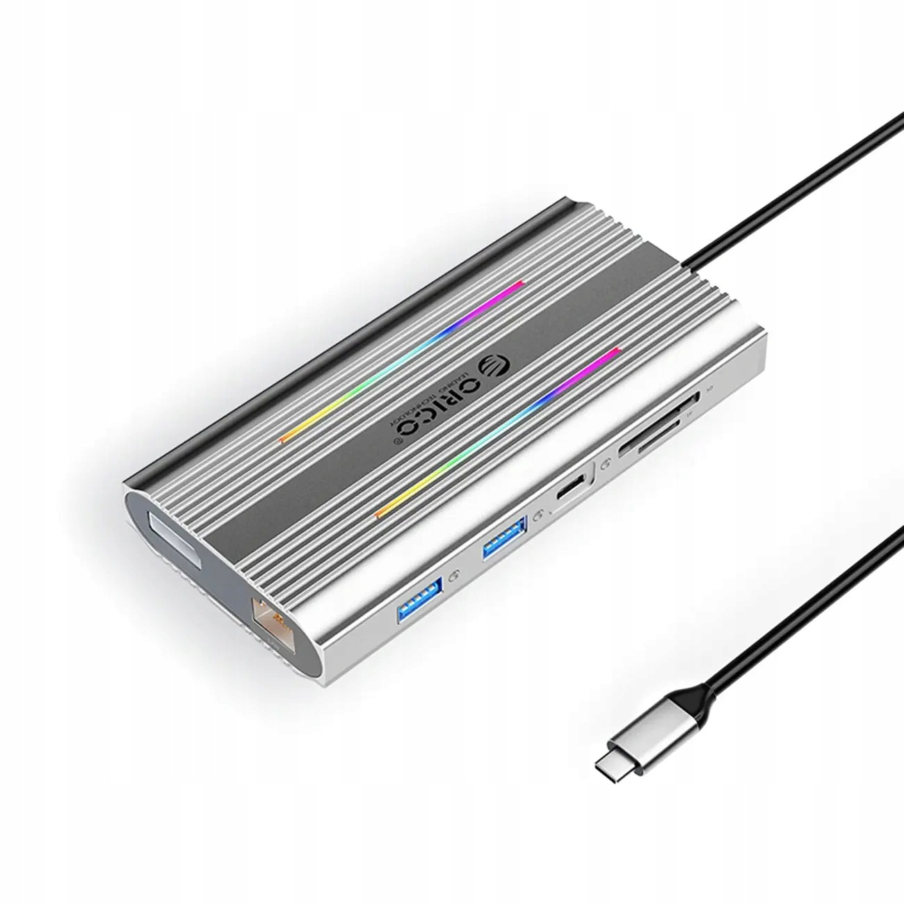 Stacja dokująca Usb- C Orico Xdr 12w1 Rgb Usb- A Usb- C 2x Hdmi 4K 60 Hz