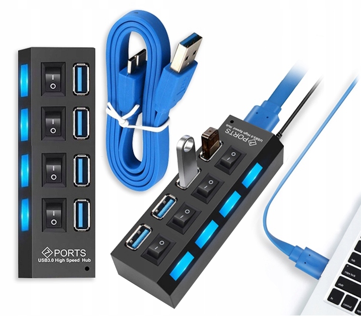 

Hub Usb 3.0 Rozdzielacz 4 Portów Rozgałęźnik 5GB/s