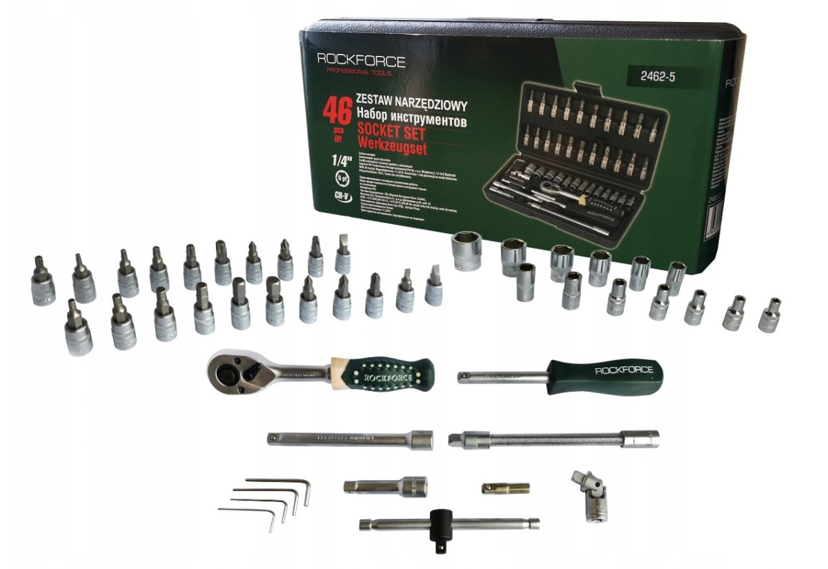 ROCKFORCE ZESTAW KLUCZY 1/4" 46el.