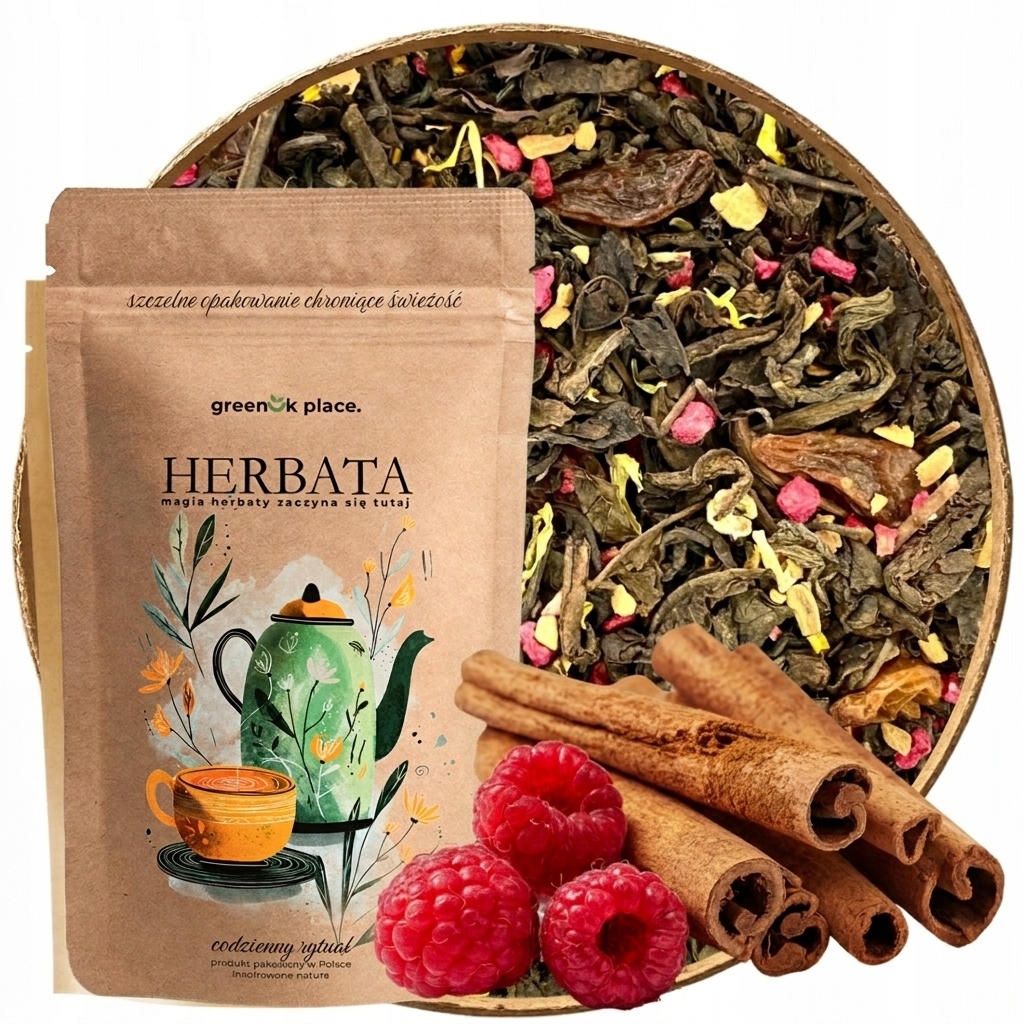 Čaj Pu-erh Malina Skořice 500 g s malinou vánoční Aromatická