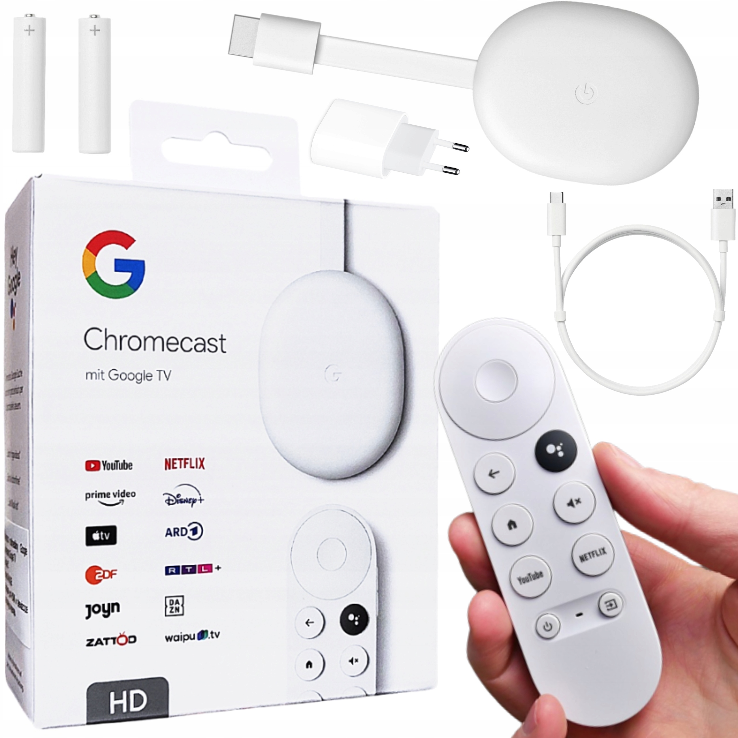 Odtwarzacz Google Chromecast 4 Full Hd Smart Tv Wi-Fi Pilot Baterie!