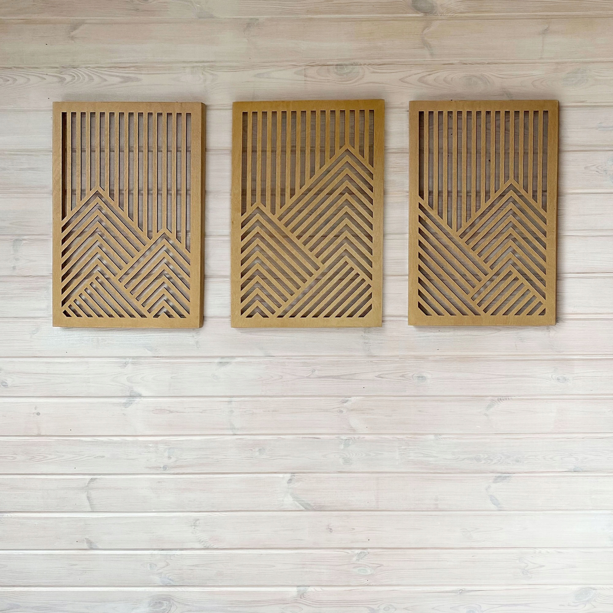 3 Obrazy na Ścianę do salonu, Tryptyk GÓRY Drewno