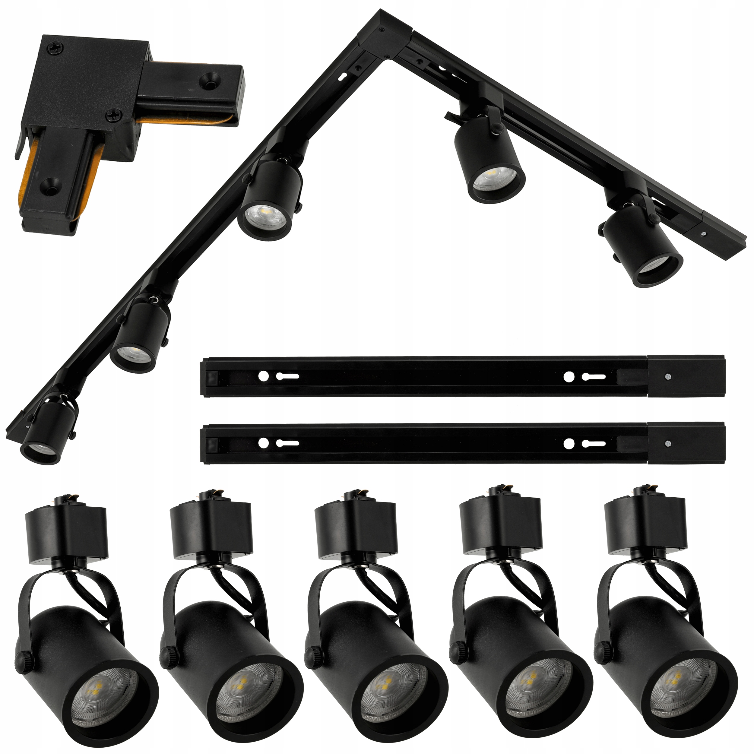 

Zestaw Szynoprzewód Szyna 2m 5x Lampa GU10 Led