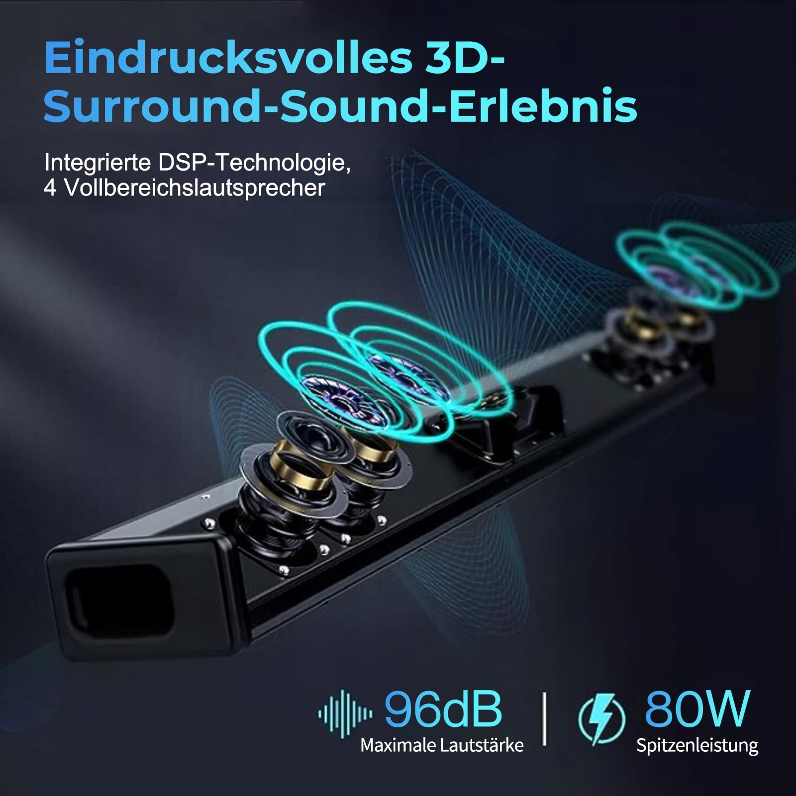 OXS Soundbar Do Telewizora Bluetooth 5.0 3D Surround Bass Montaż Na Ścianie — miniatura 6