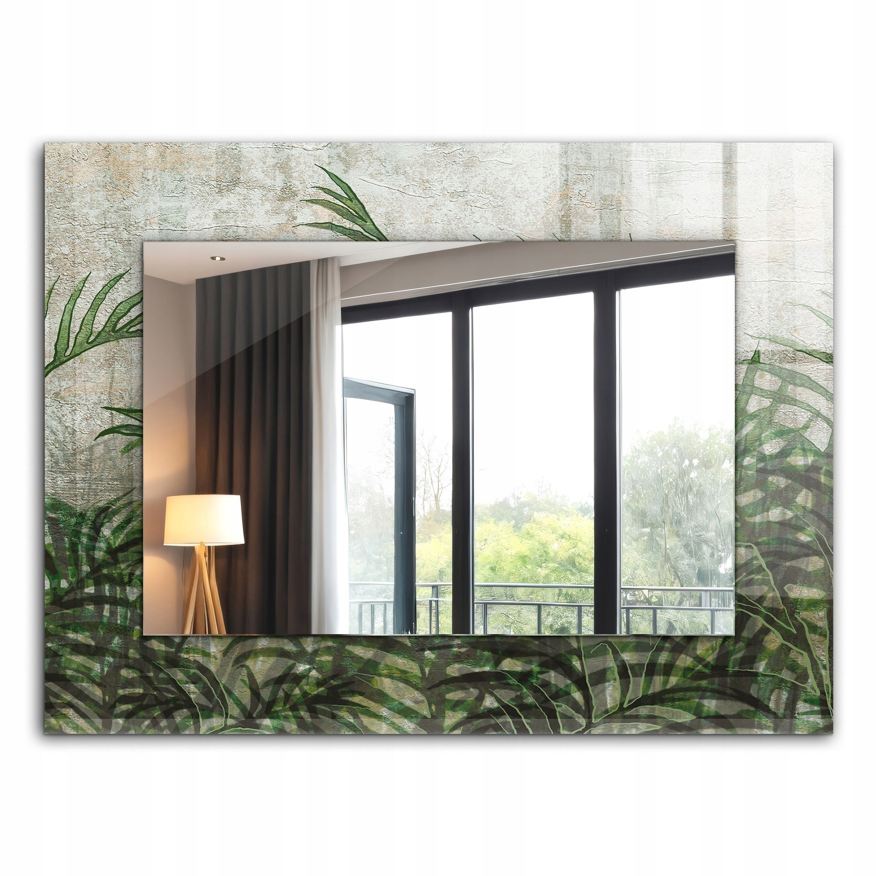 Dekoratívne nástenné zrkadlo s potlačou dekoru Zelené listy papradia XXL 80x60 cm