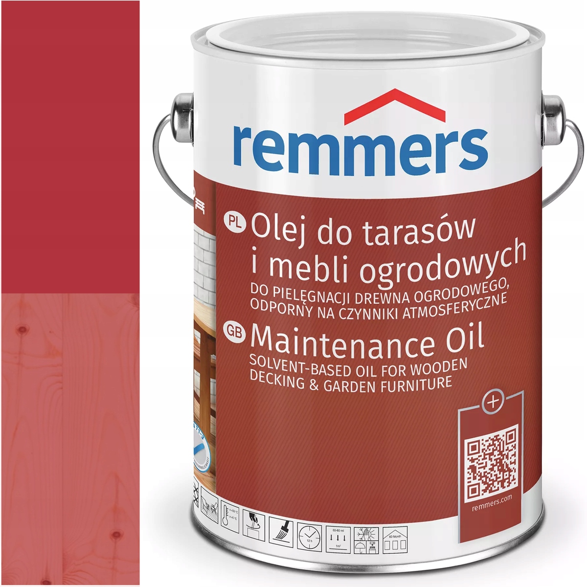 Remmers Pflege-ol olej na terasy a terasová prkna Ral 3020 Červený 2,5L