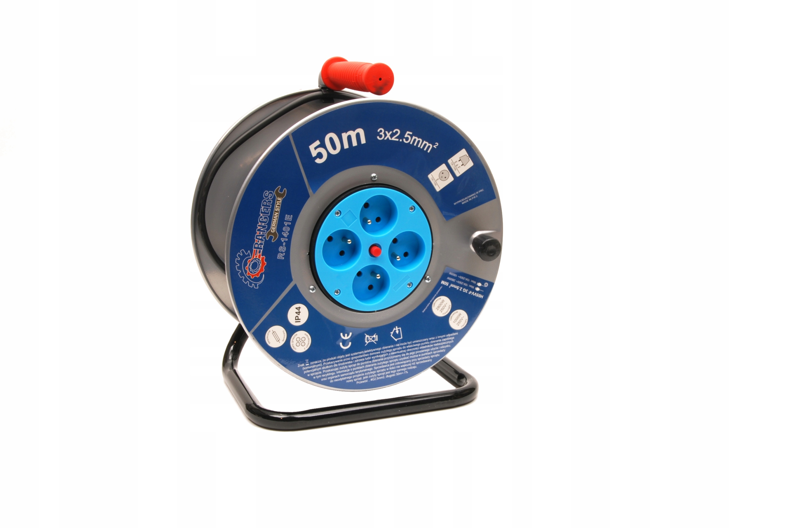 

Przedłużacz bębnowy Rangers 3x2.5mm 50m 4 gniazda