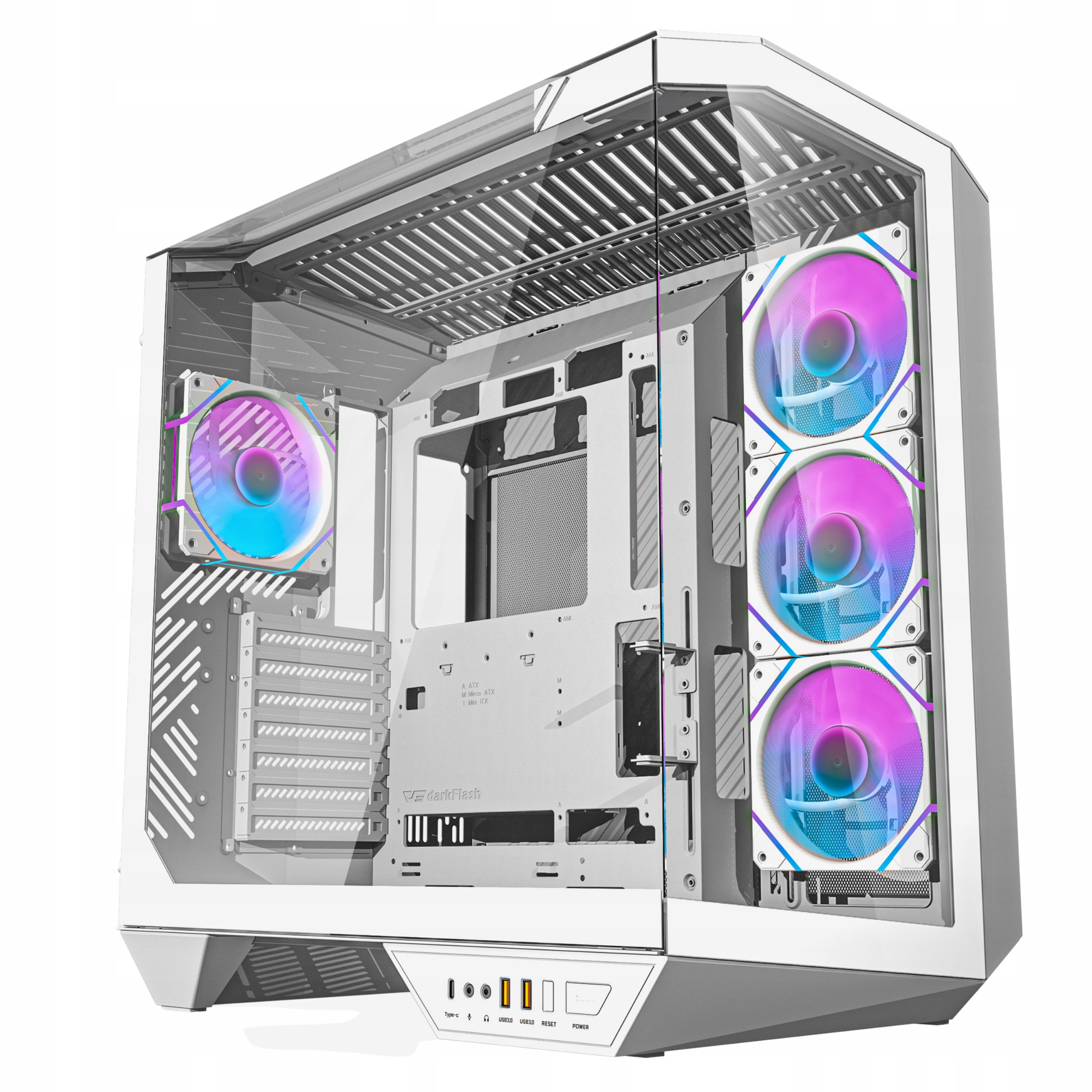 Skříň darkFlash DY470 Atx Skříň se 4 ventilátory, držák aRGB