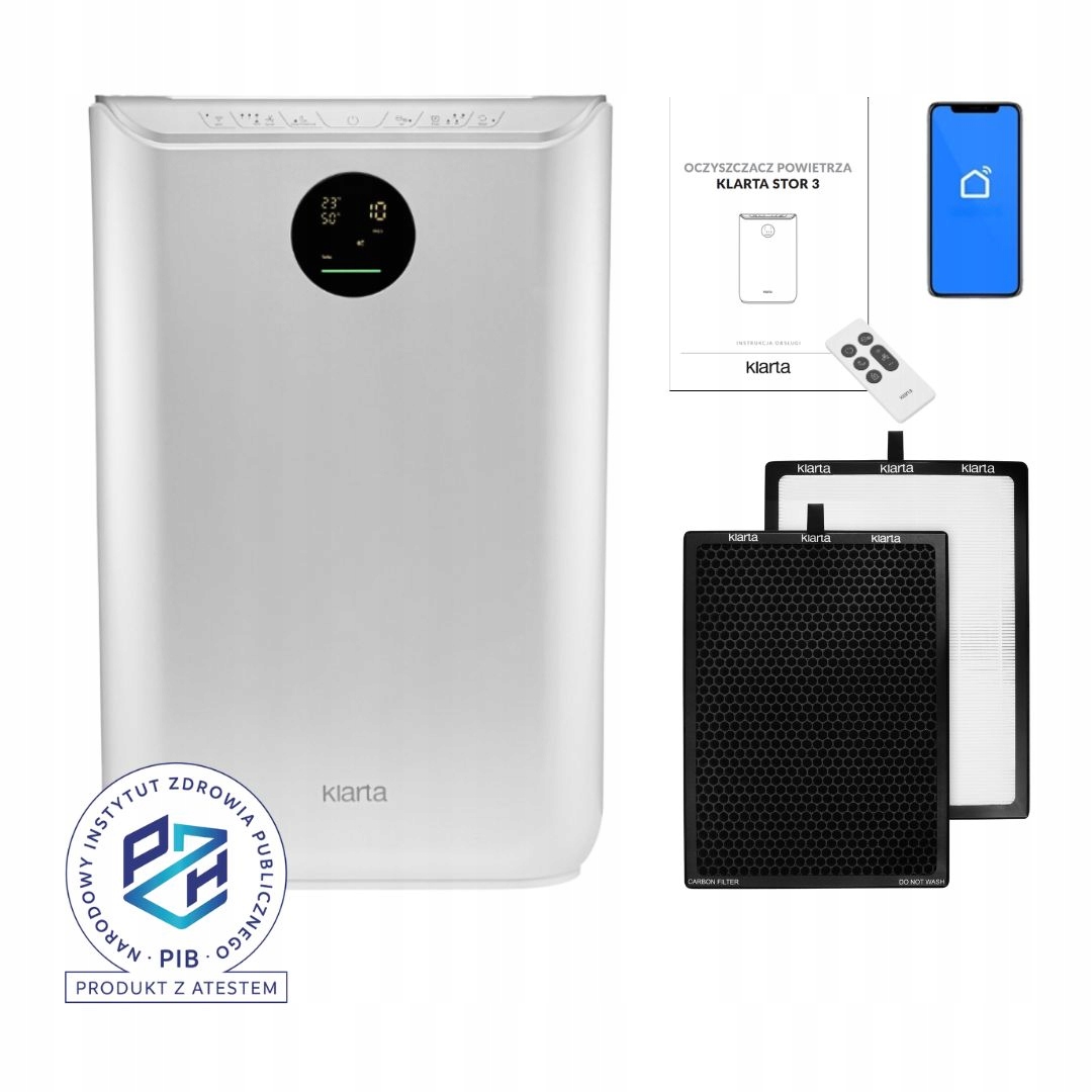 Čistička vzduchu Klarta Stor 3 Silver 80 m² H13