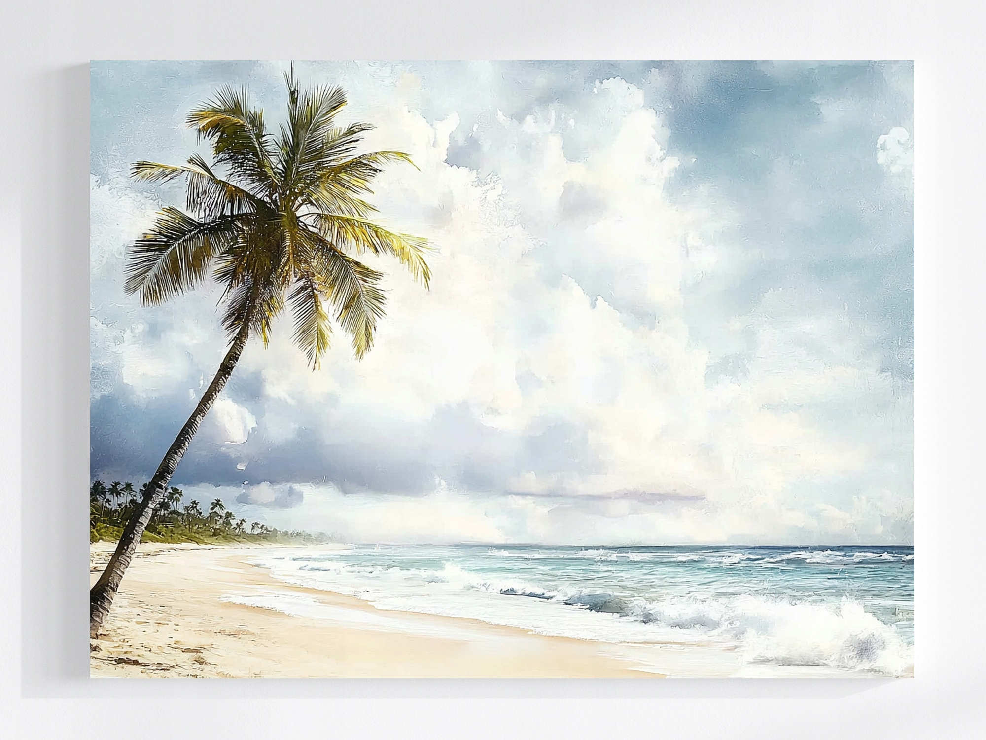 Obraz Na Plátně Canvas Krajina Palma Oceán Tropická Pláž Vlny 100x75