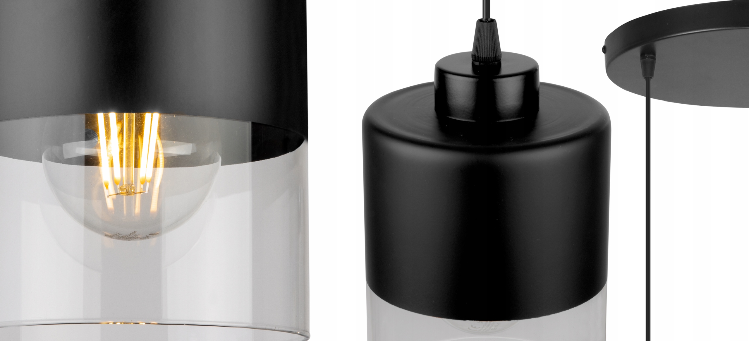 NOWOCZESNA LAMPA WISZĄCA SUFITOWA ŻYRANDOL SZKLANA Kolor czarny przezroczysty