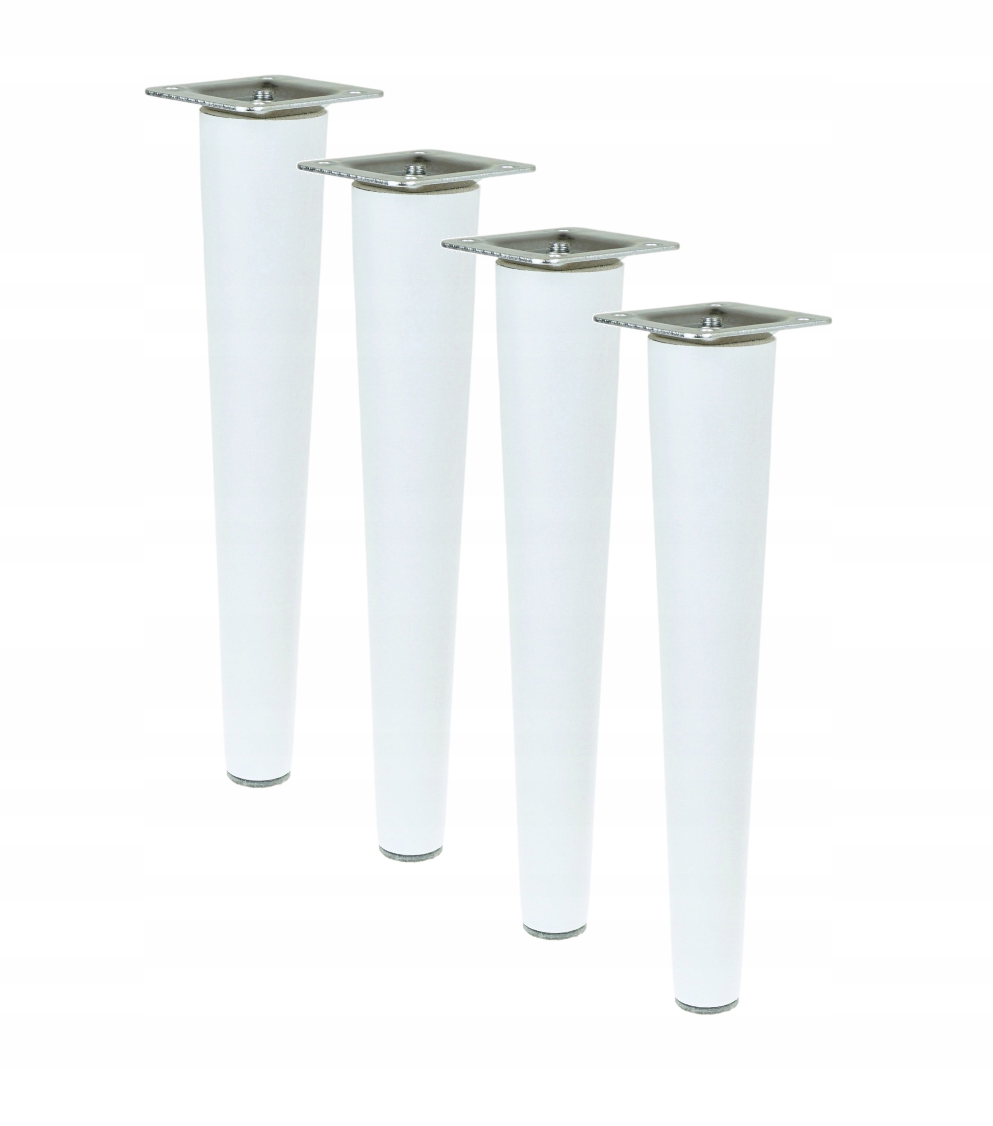 

4 x nogi nóżki drewniane 25 cm z blachami białe