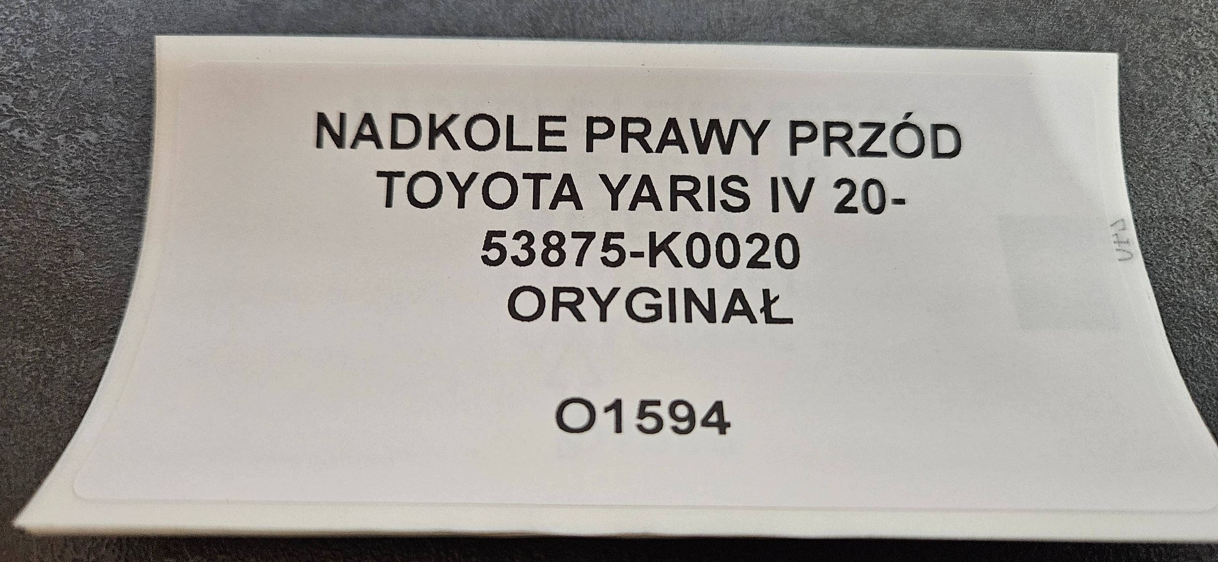 mudguard right front TOYOTA YARIS IV 20- original 53875-K0020