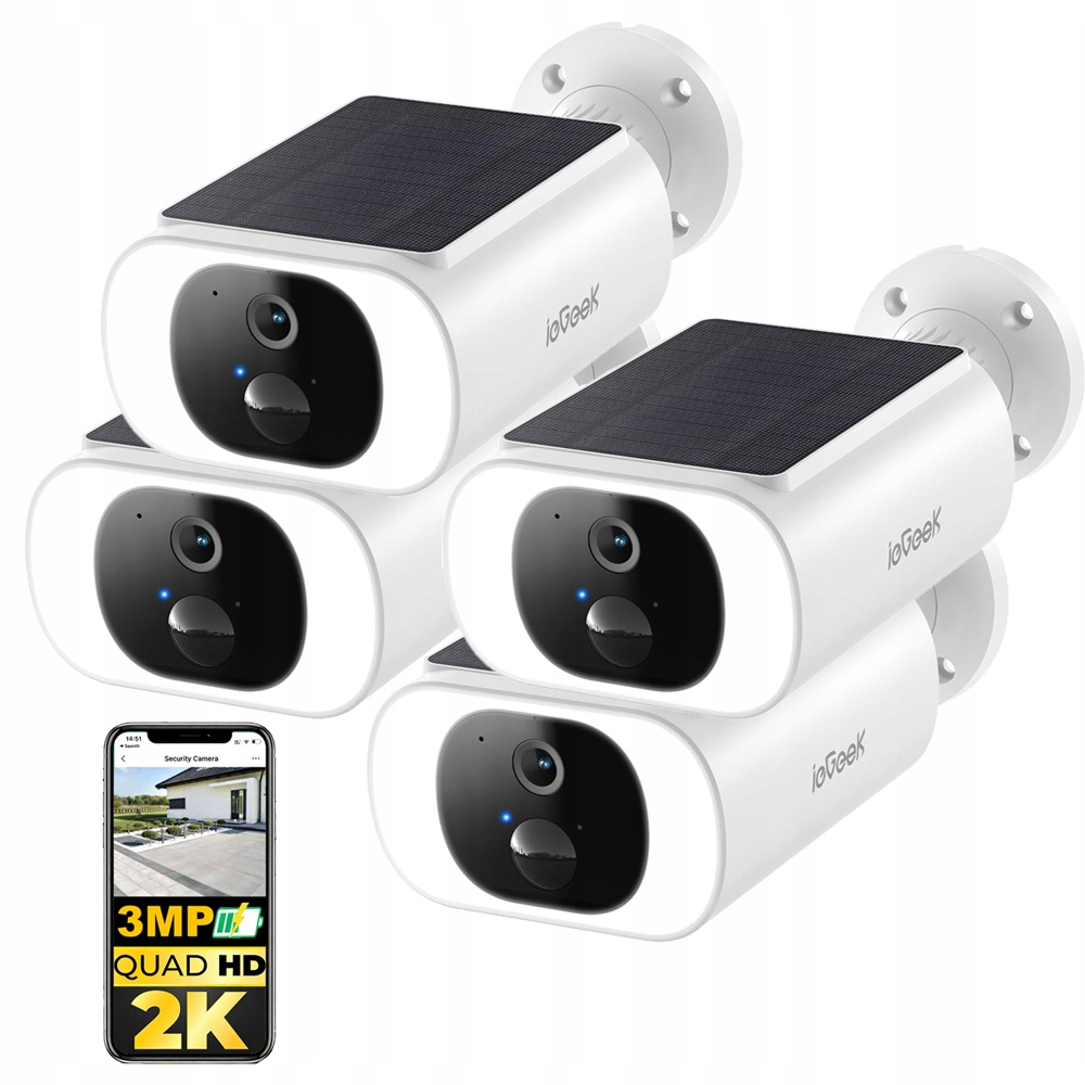 4 kusy WiFi 3Mpx Venkovní Bateriově Napájená Kamera S Detekcí Alarmu