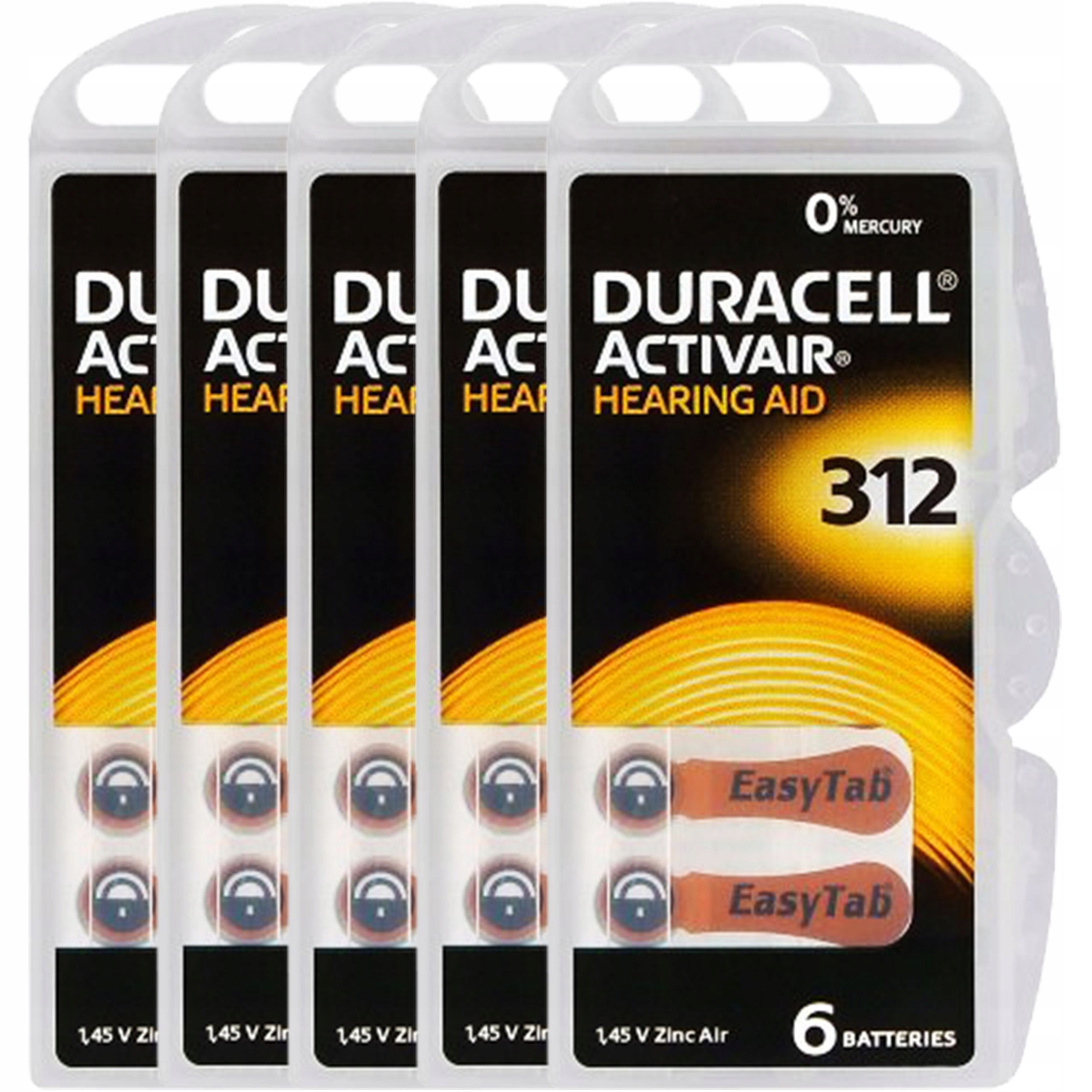

30 x Baterie słuchowe 312 PR41 Duracell ActivAir