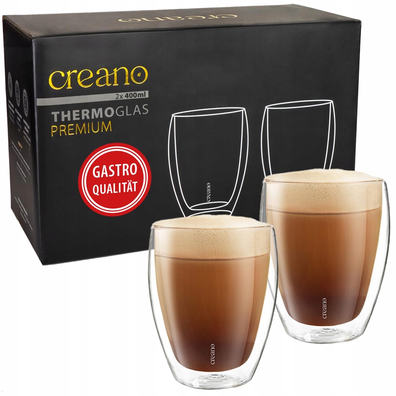 Creano Premium Sklenice dvouvrstvé 400 ml 2 kusy Gastronomie Bezpečné
