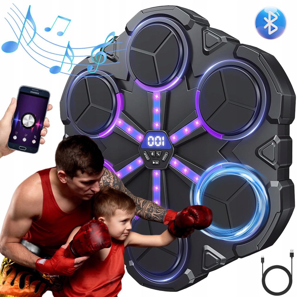 Hudební Boxovací Stroj V Tréninkové Led Boxovací Stěně Bluetooth S Rukavicemi