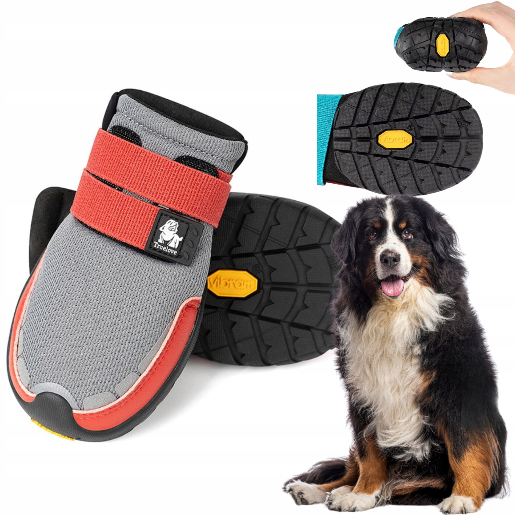 Levně Boty Pro Psa Truelove On Track Podrážka Vibram XXL (2 ks) 8,3 cm Šedá