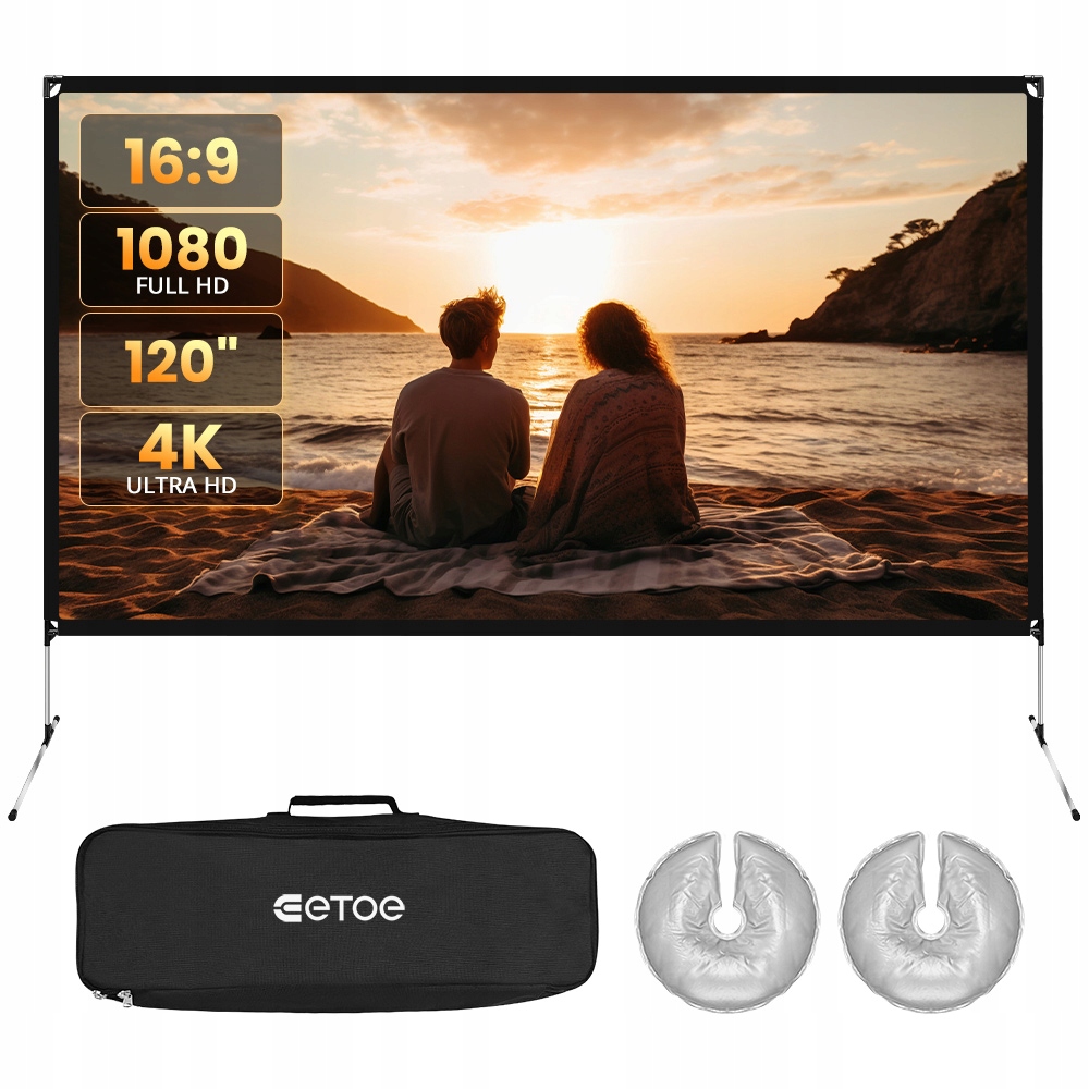 Přenosné projekční plátno pro venkovní použití 120 palců 16:9 Etoe