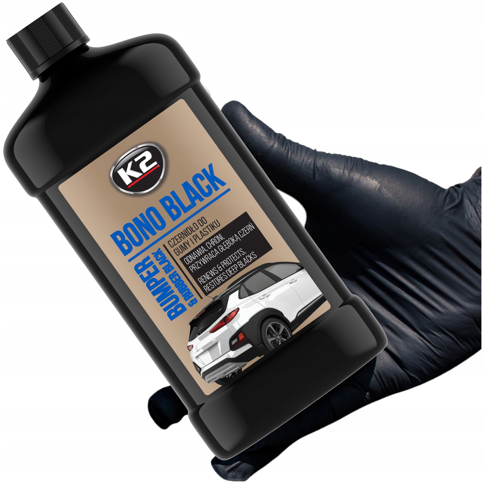 K2 Bono Black 500ML Czernidło do plastików opon lusterek nadokli uszczelek