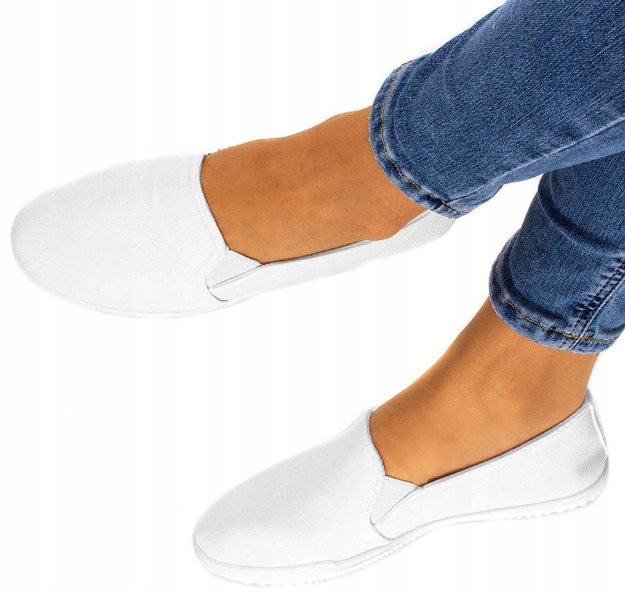 

4787 Białe Tenisówki Wsuwane Lycra Slip On 36