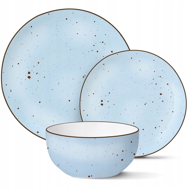 Komplet Porcelánová Sada Talířů Jídelní Servis Talíře 12 ks Vzor Gemma