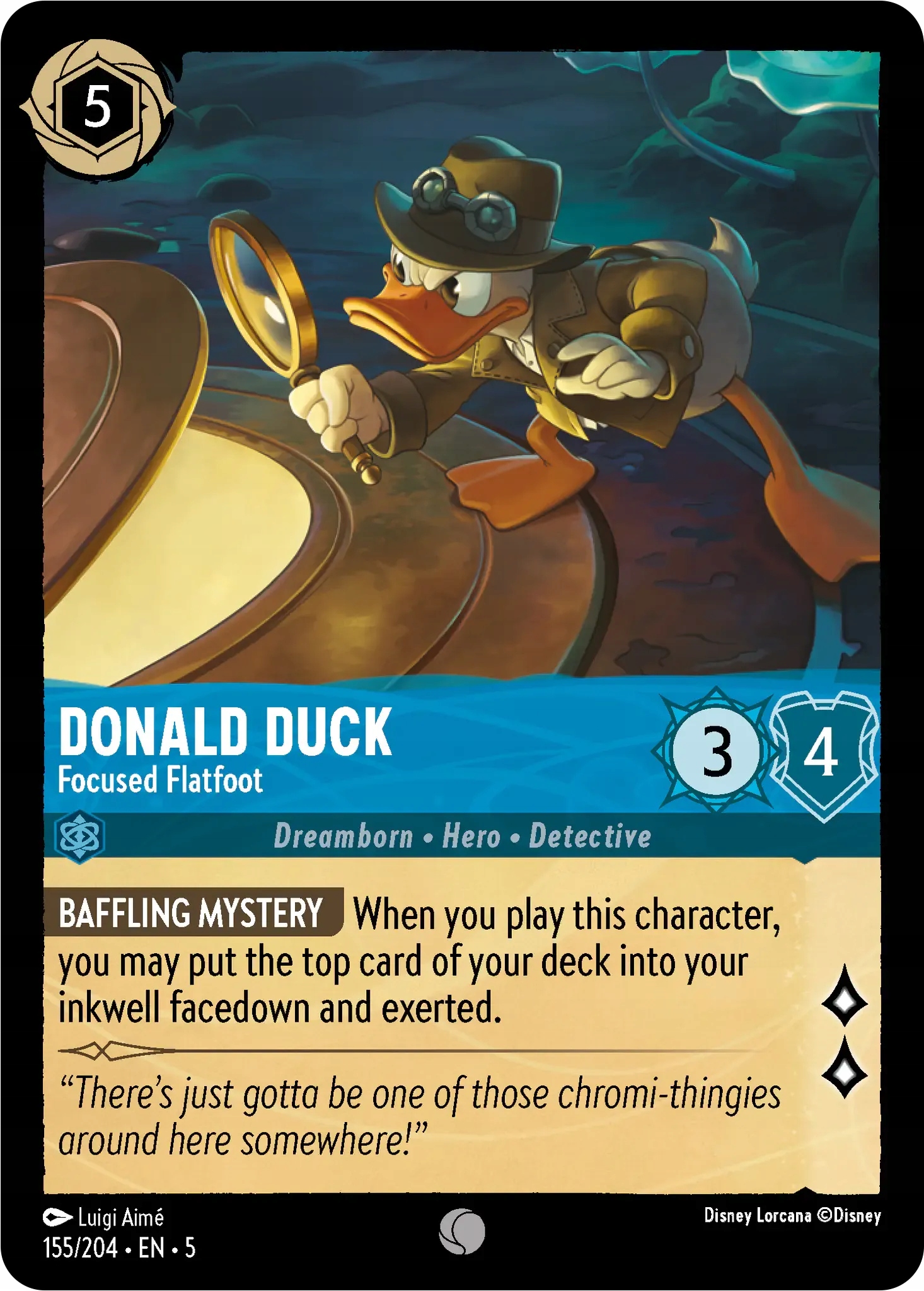 Disney Lorcana Donald Duck Focused Flatfoot 5SSK #155