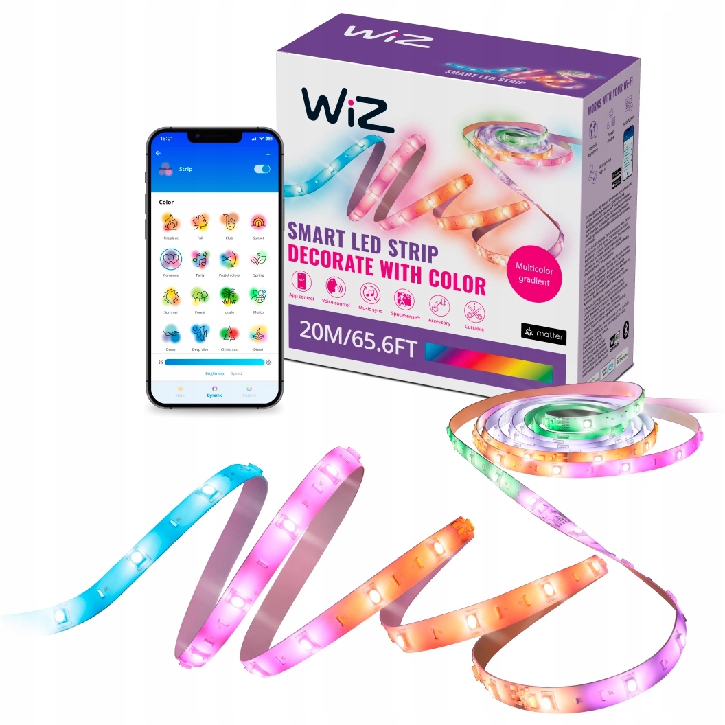 Led pásek 36W Rgbic 20 m Inteligentní Smart WiFi Bluetooth Aplikace WiZ