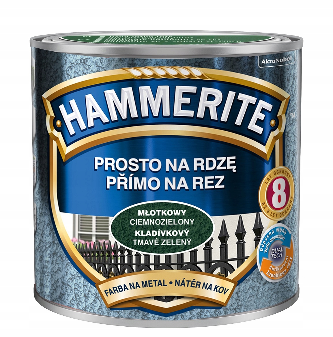 Hammerite Farba Na Rdzę Metal Do Ogrodzeń Młotkowy Ciemnozielony 2.5L