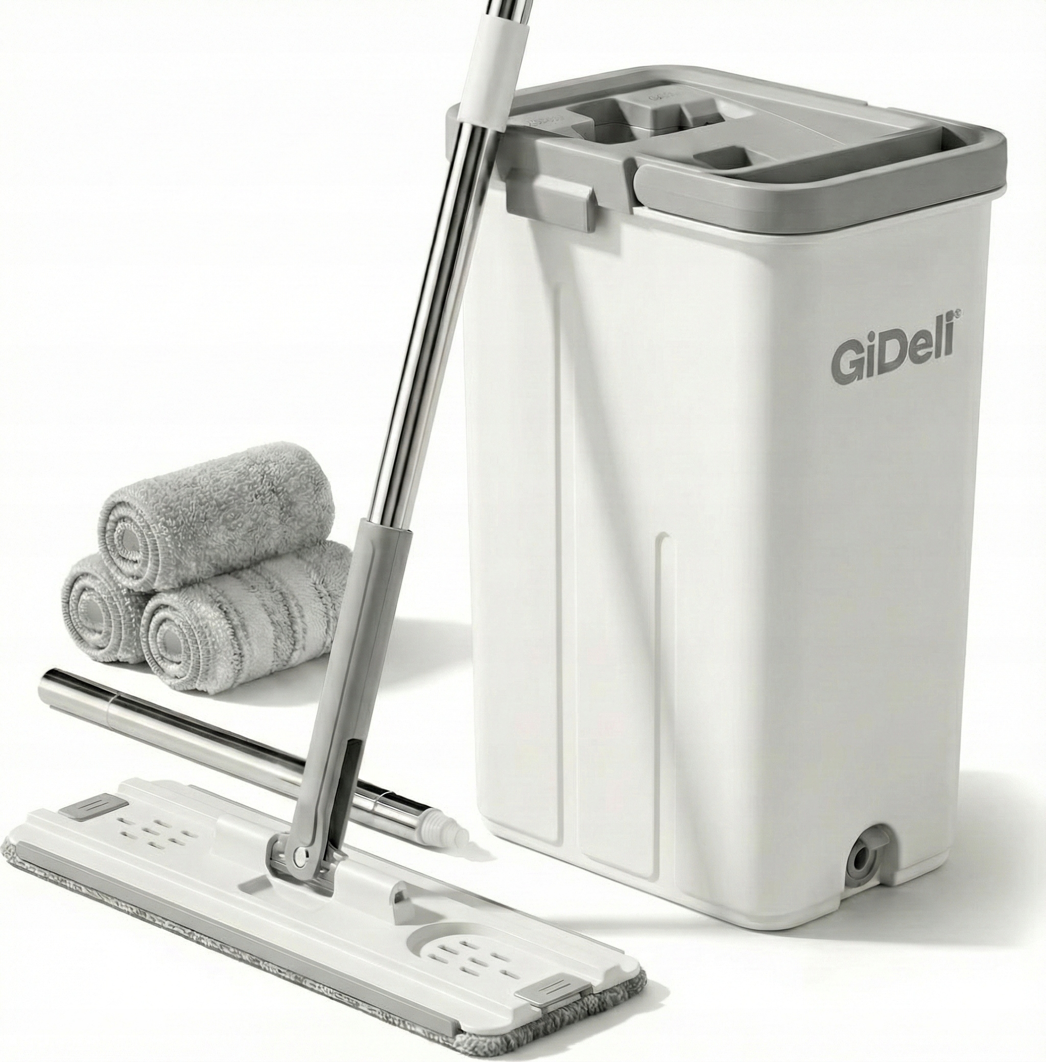 GiDeli Mop Plochý Kbelík Dvoukomorový Odšťavňovač 3 Náplně