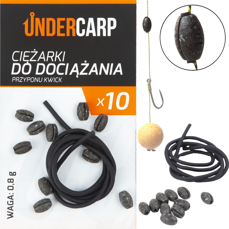 Undercarp Ciężarki do dociążania przyponu Kwick 0,8g gumka 40cm