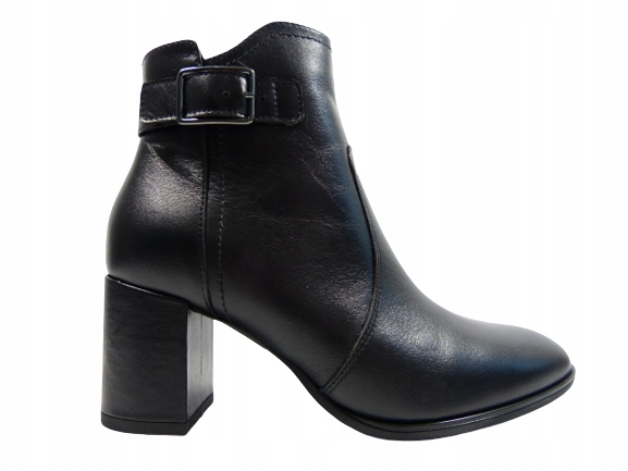 Černé lico kožené kotníkové boty s zatepleným svrškem Sala 37