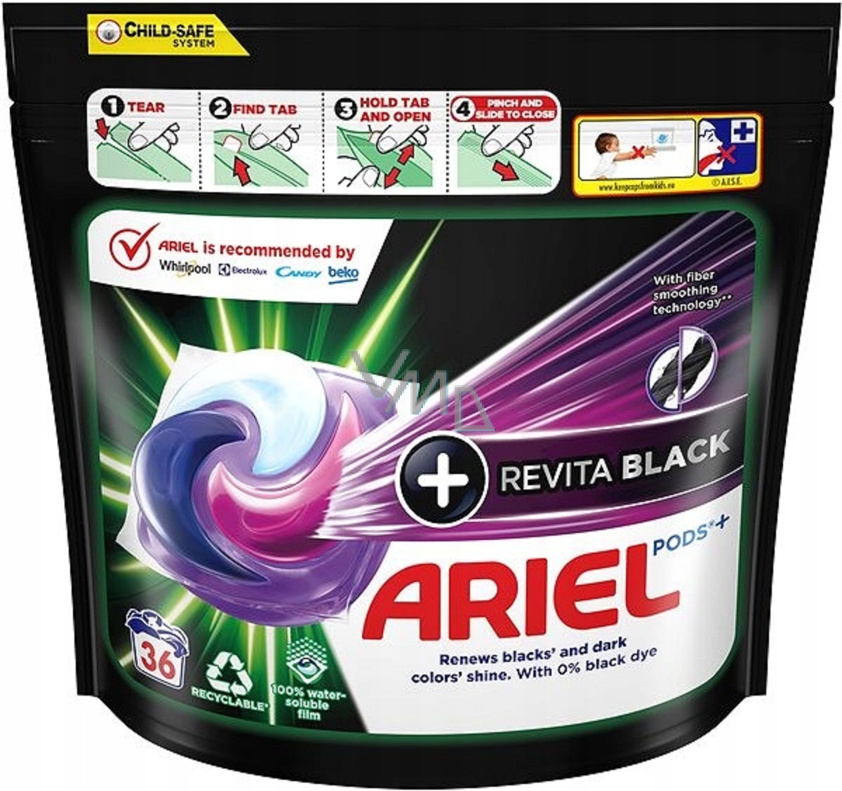 Levně Ariel All in1 Pods Revitablack gelové kapsle pro černé a tmavé prádlo 36 ku