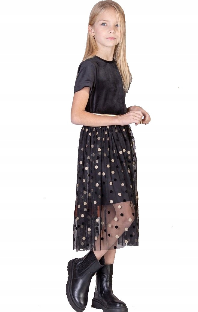 Viwa 4KIDS Sukienka czarna welur tiul 146
