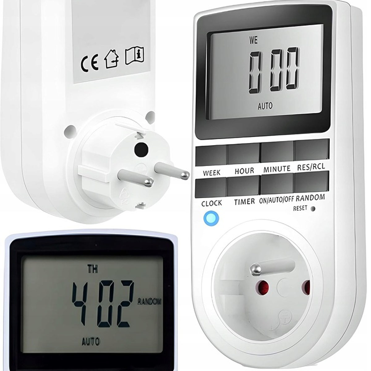 PROGRAMATOR CZASOWY DO GNIAZDKA WYŚWIETLACZ LCD 16A 10 PROGRAMÓW