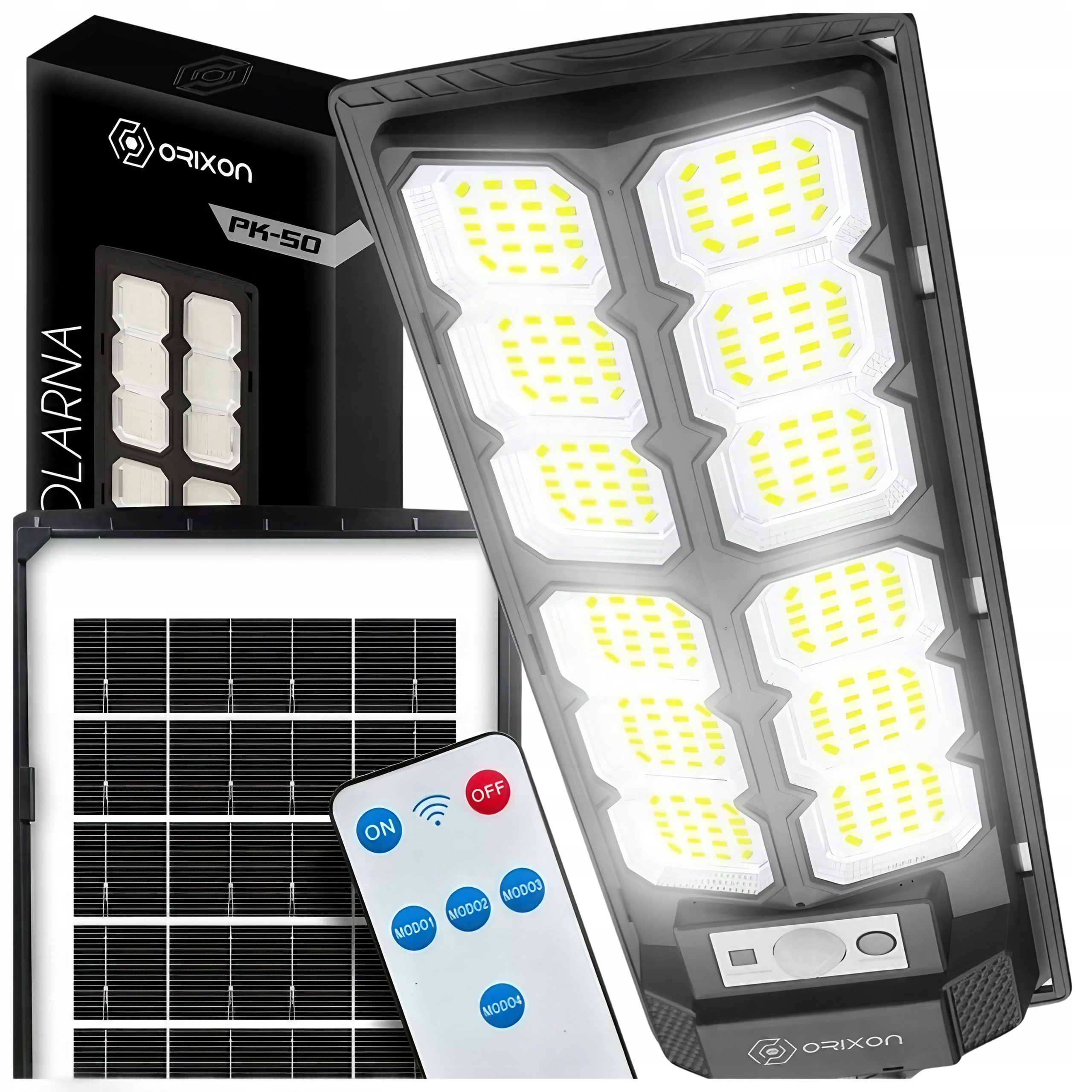 LAMPA SOLARNA ZEWNĘTRZNA LED ULICZNA Z CZUJNIKIEM RUCHU I ZMIERZCHU 3000W