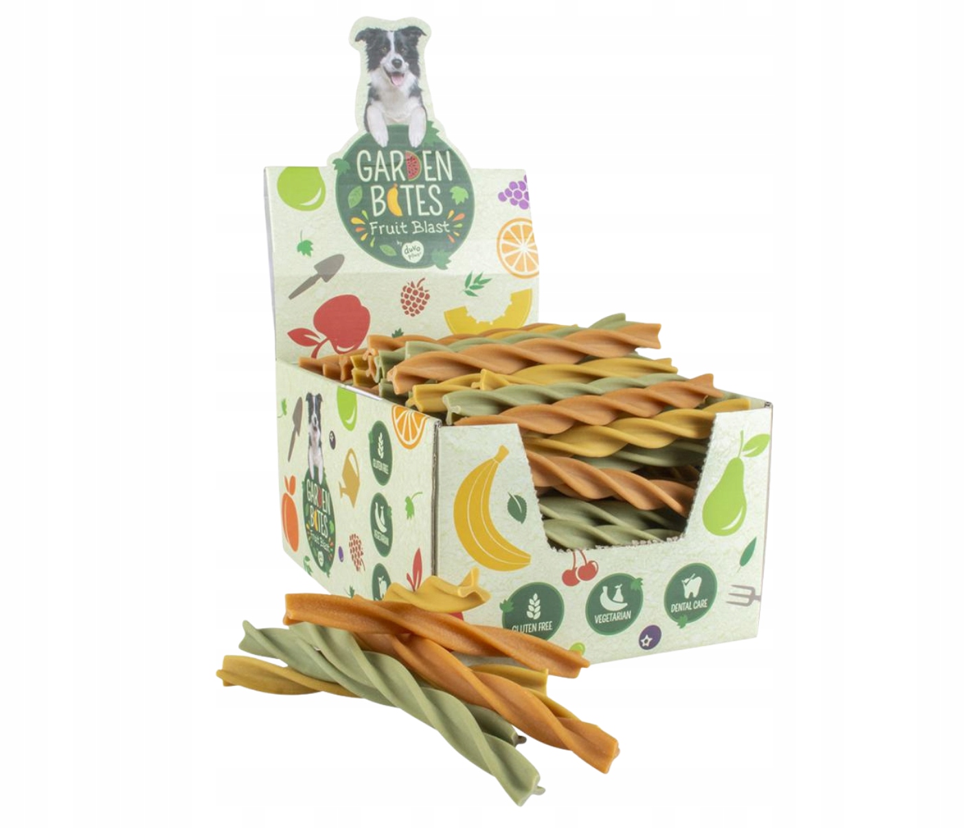 Levně Garden Bites Fruity Dental Swirls S Veganské spirálky 13 cm (108 ks)