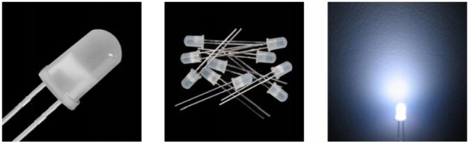 DIODY LED BIAŁE I KOLOROWE 5mm 25 SZTUK dioda Rozmiar soczewki 5mm