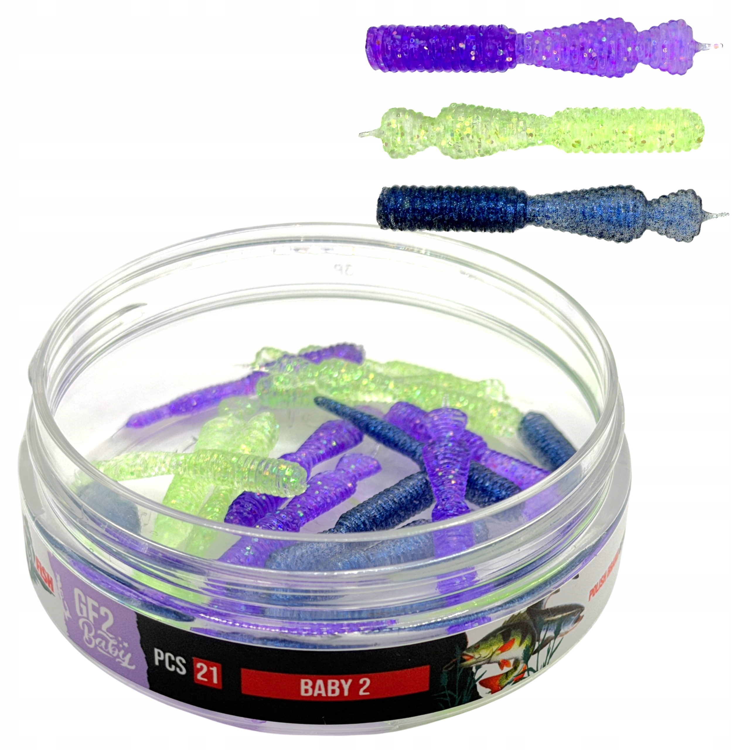 Great Fish GF2 33mm Baby 2 zestaw gum na okonie klenie pstrągi w słoiczku
