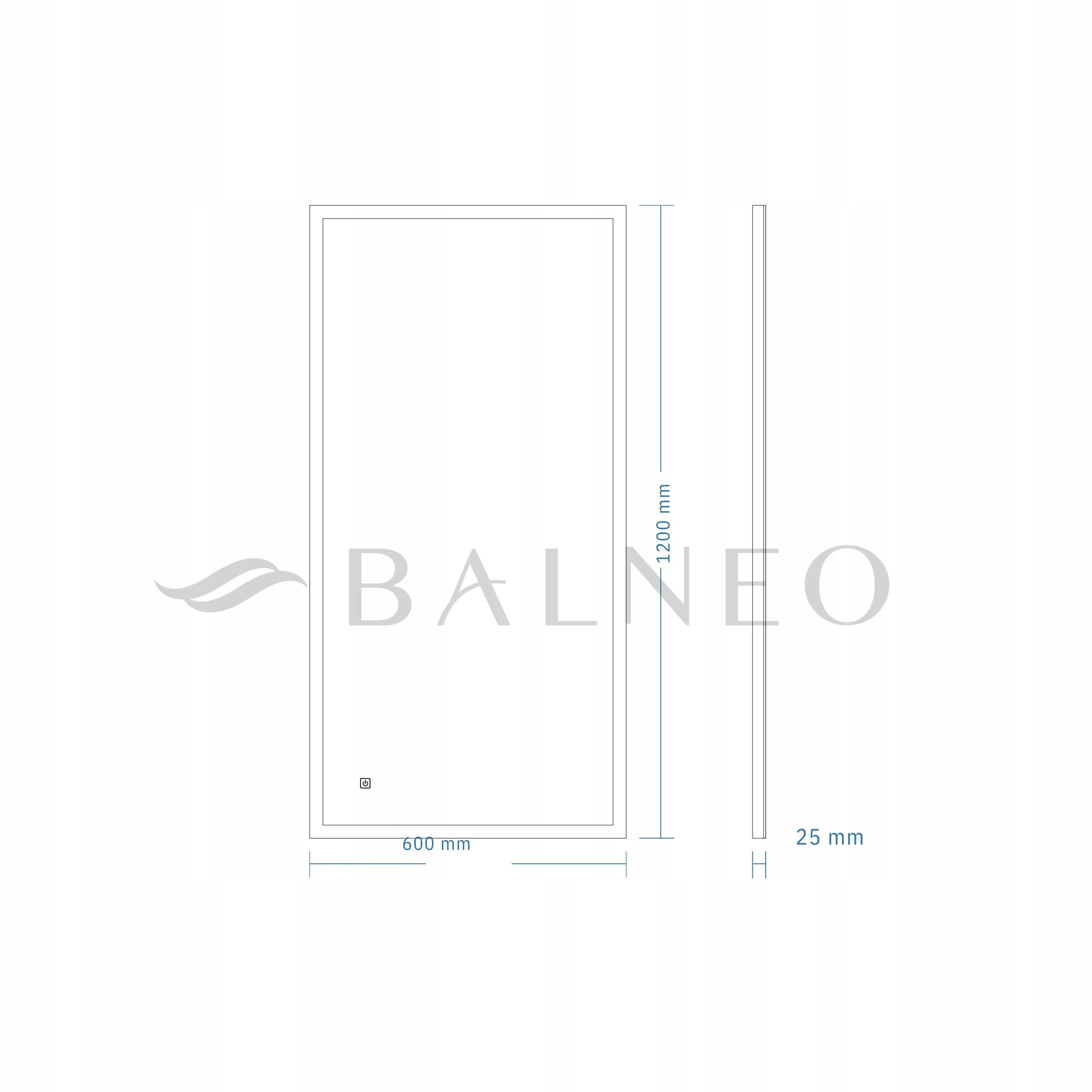 Lustro ścienne Balneo prostokąt 60 x 120 mm Materiał ramy metal