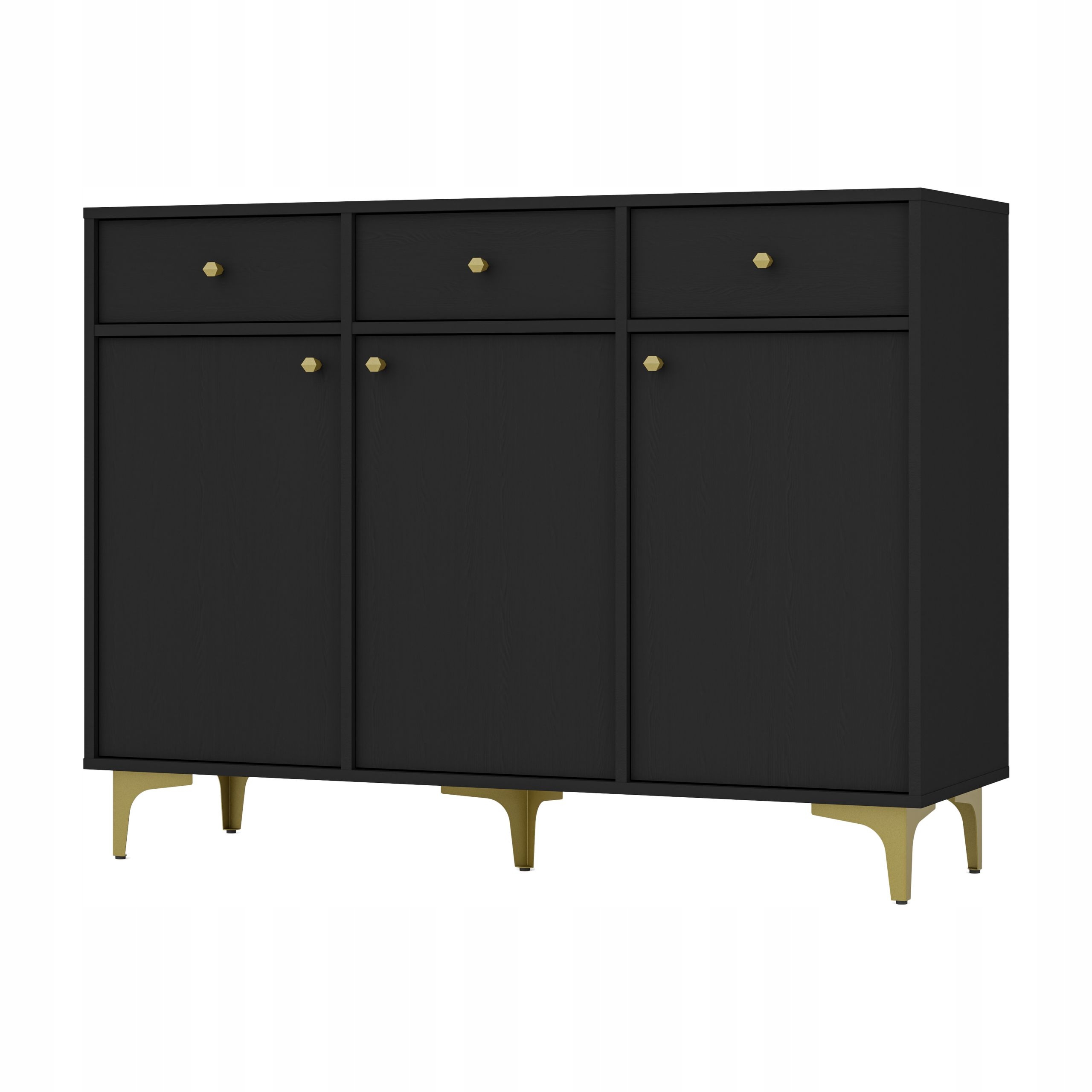 Komoda Torino 125 cm do obývacího pokoje Ložnice 3 Zásuvky 3 Dvířka Grafit