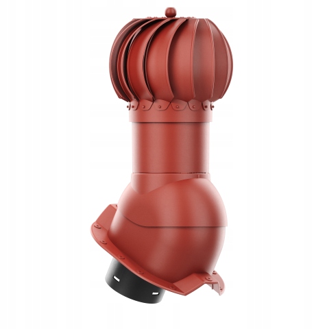 Větrací komín Otočný kulový fi125 Trapez T35 Červený 3009