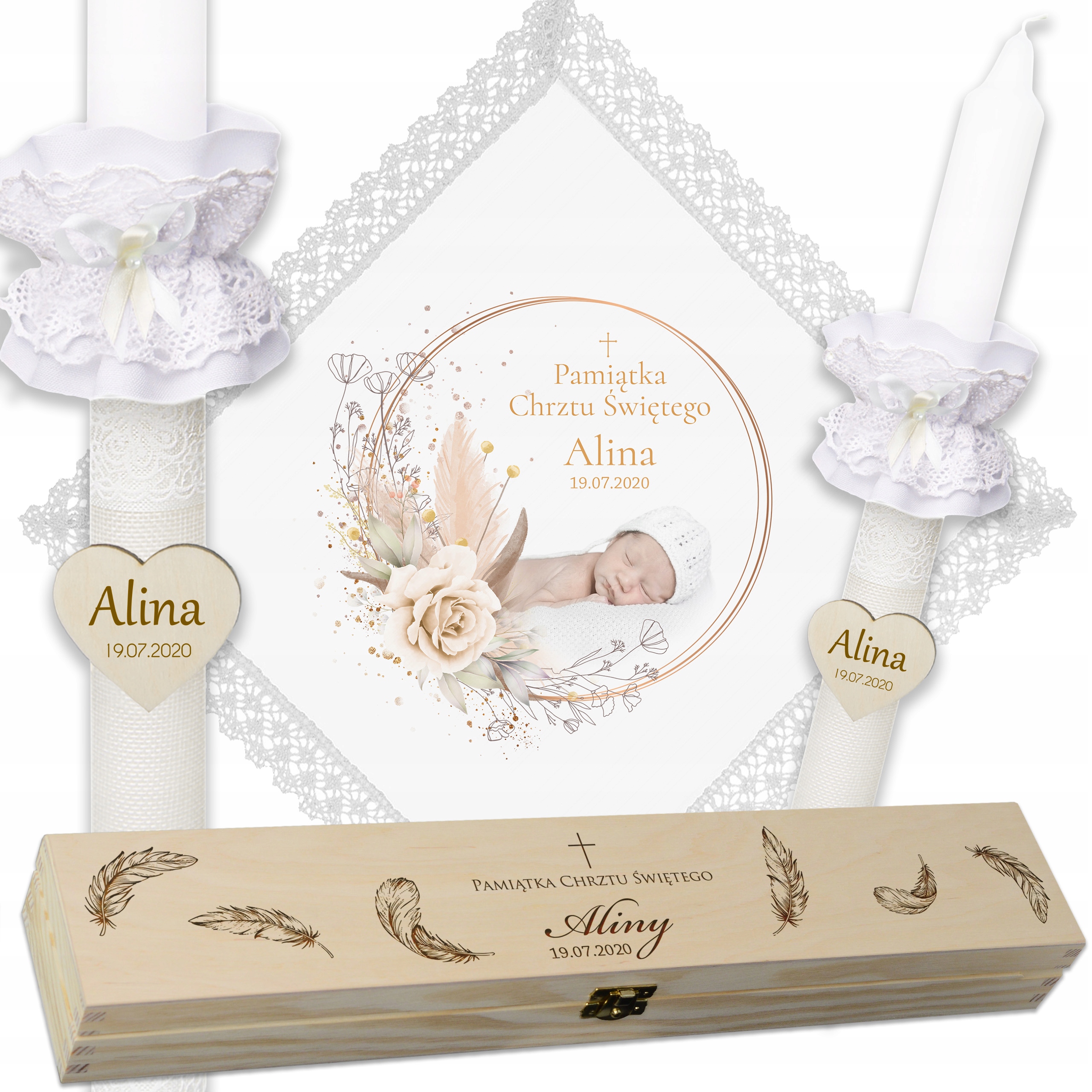 

Pudełko grawer Świeca Szatka chrzest z Zdjęciem kb