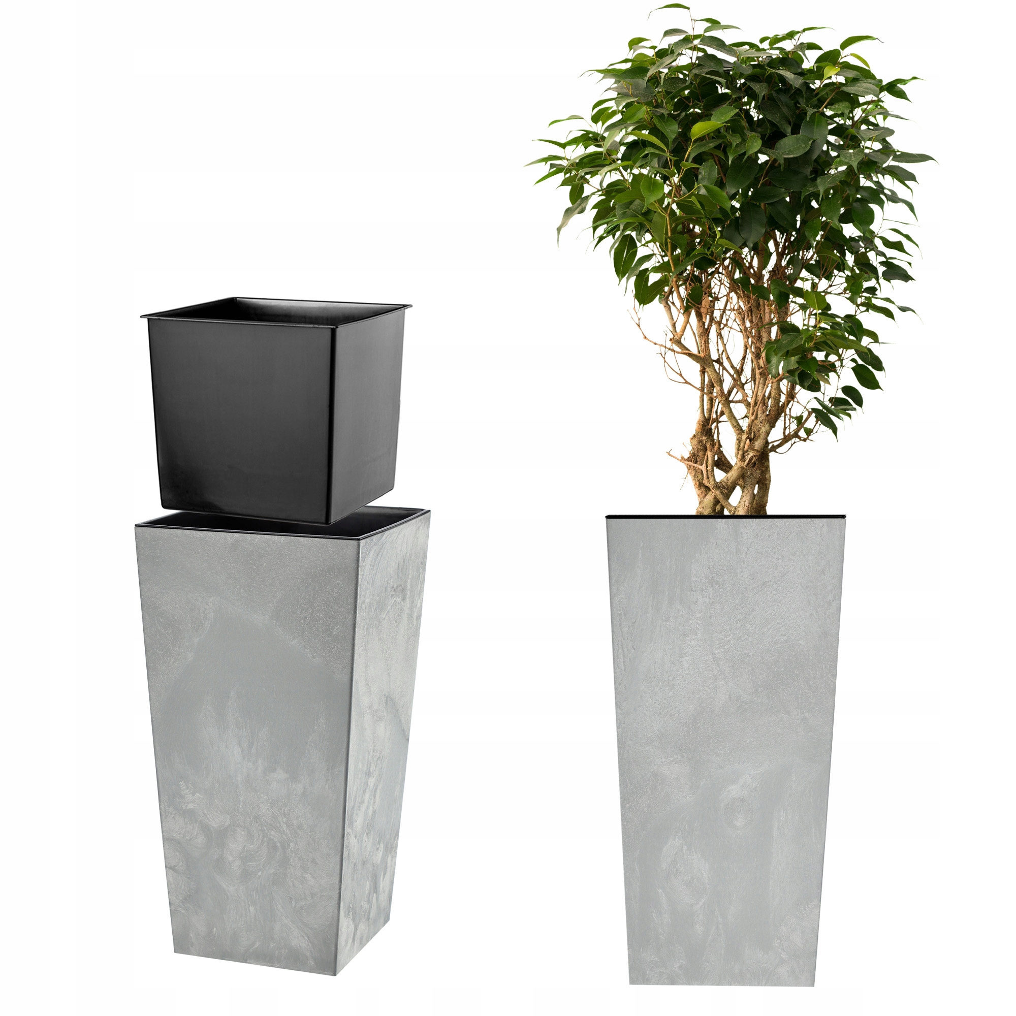 Doniczka Donica Ogrodowa 68cm Z Wkładem Wysoka Kwietnik Szara Taras Balkon