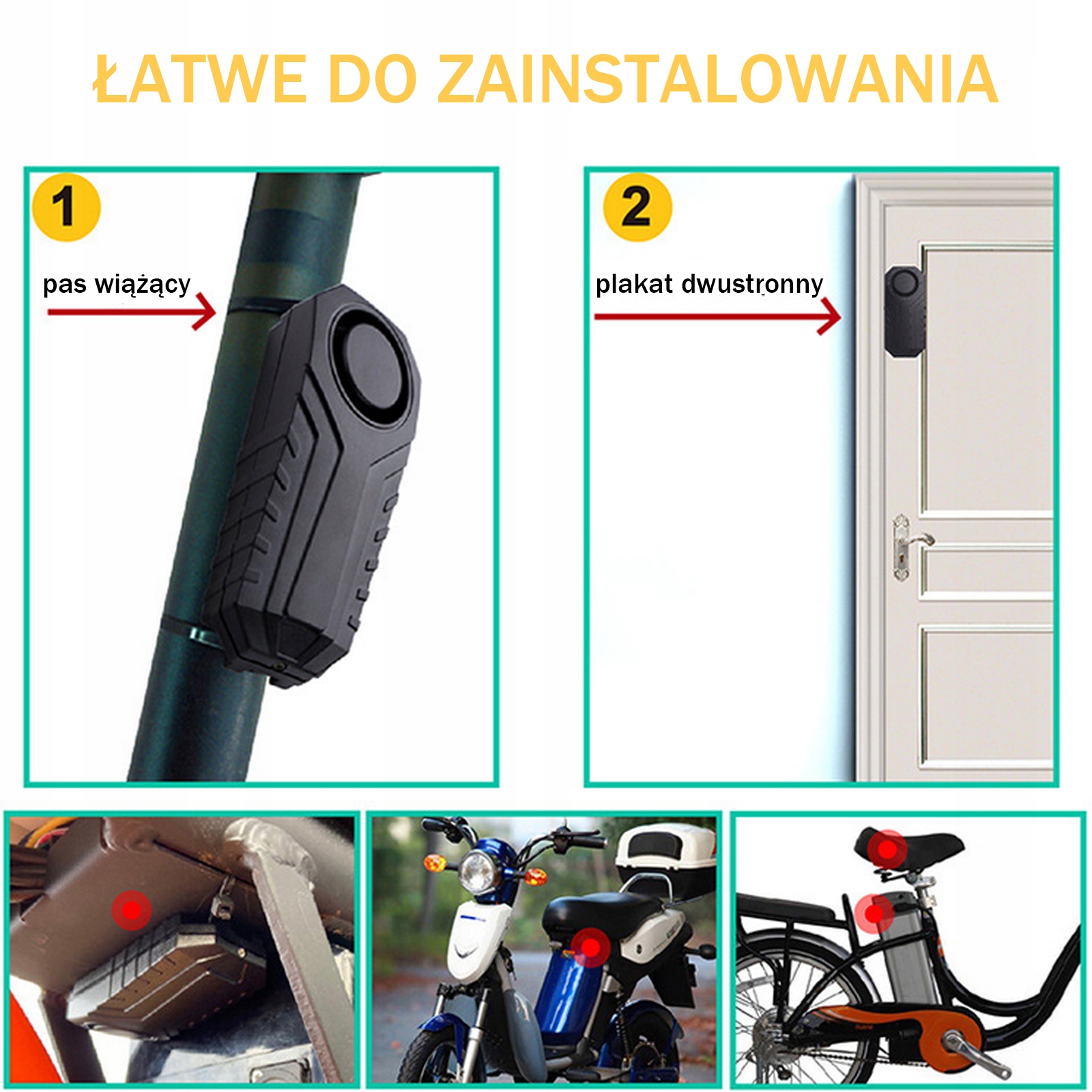 Alarm Rowerowy Pilot do Roweru Quada (z bateriami) Kolor dominujący czarny