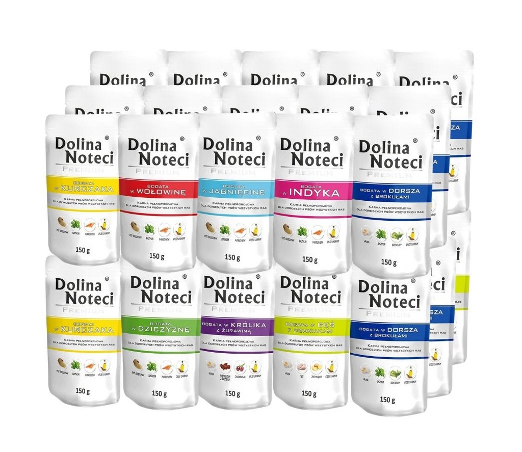 Levně Vlhké krmivo pro psy Dolina Noteci Premium MIX 30x150g 8 příchutí