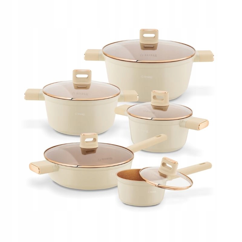 STARKE PRO Zestaw garnków Starlet Beige 10 elementów