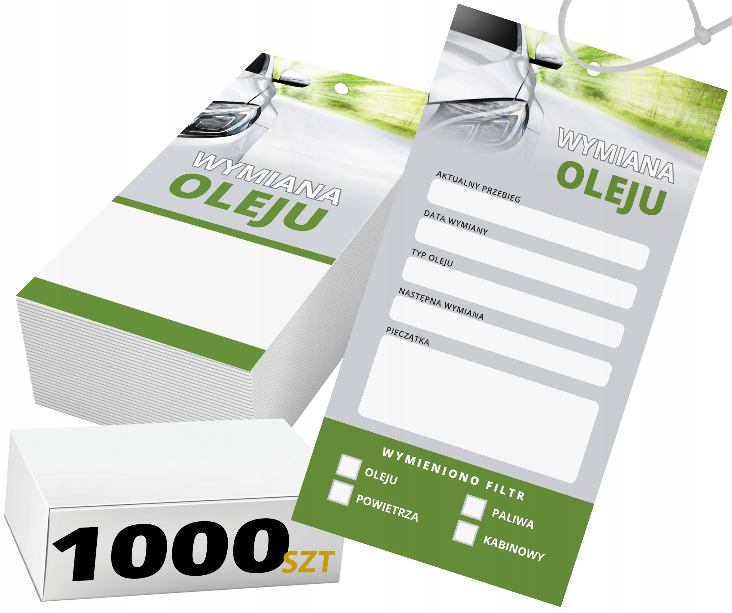 Servisné Prívesky kartička na výmenu oleja 1000x