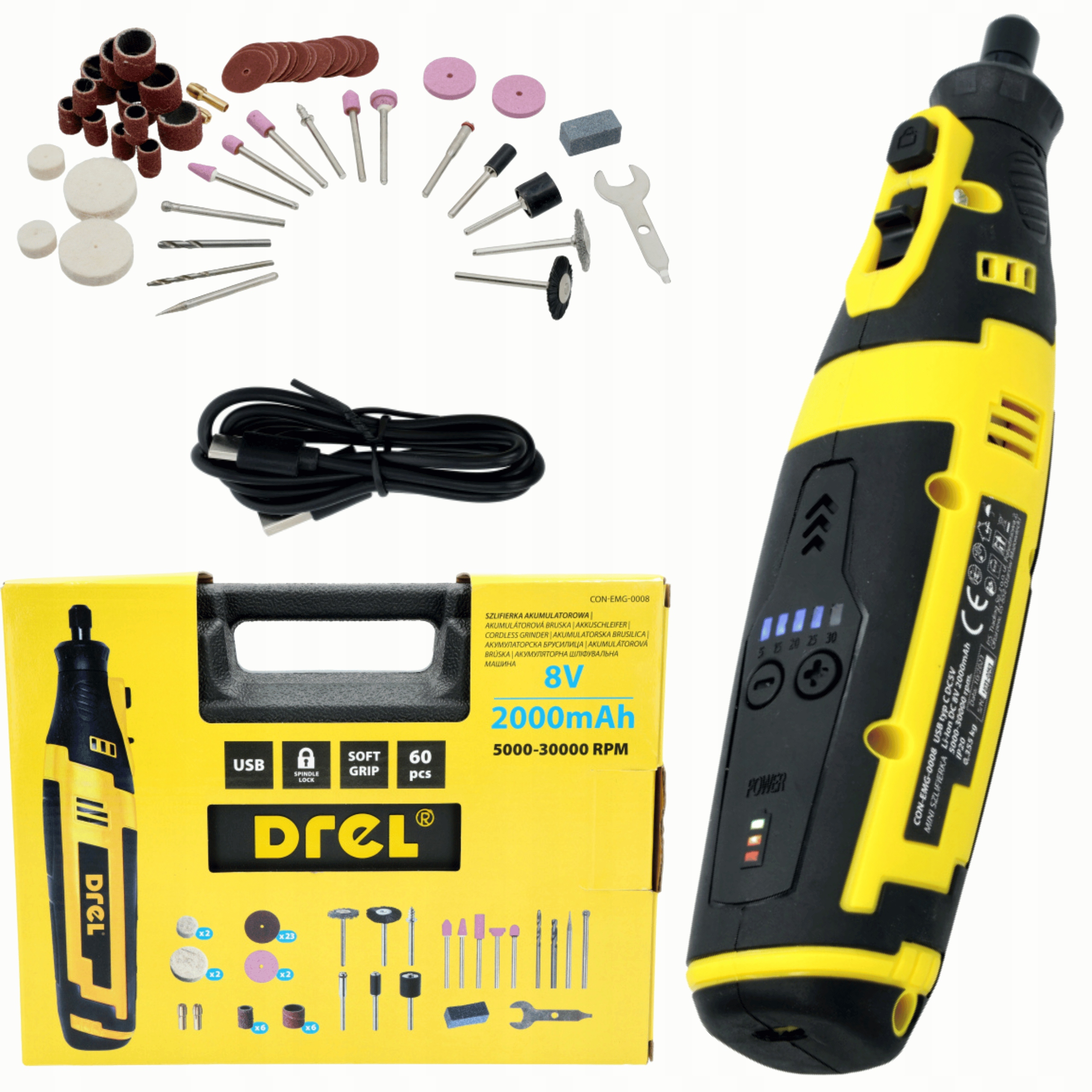 SZLIFIERKA AKUMULATOROWA MINISZLIFIERKA WIELOFUNKCYJNA USB